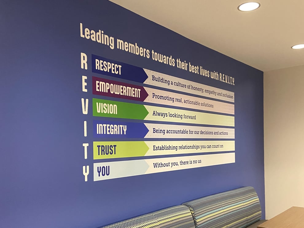 Revity FCU Wall Wraps & Dimensional Signage