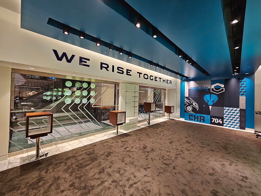  Branded adhesive vinyl wall wraps for workplace interiors in Raleigh, NC