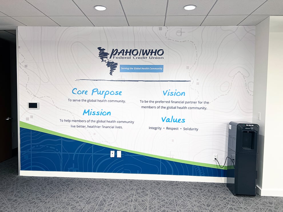 Commercial Interior Graphics Greensboro, NC installed as interior wall graphics supporting office culture
