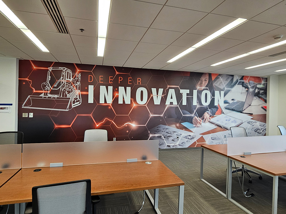 Commercial Interior Graphics Richmond, VA produced as custom logo wall graphics for businesses