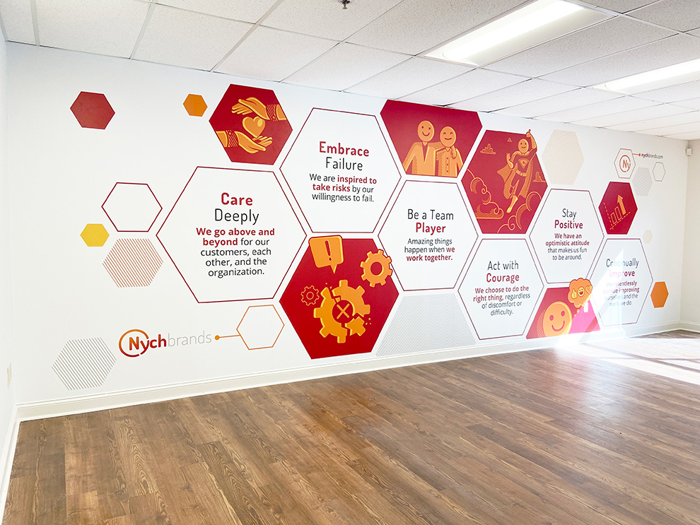 Commercial Interior Graphics Virginia Beach, VA installed as branded wall murals for office interiors
