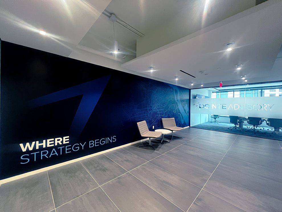 Branded workplace interiors with custom signs in Greenville, SC