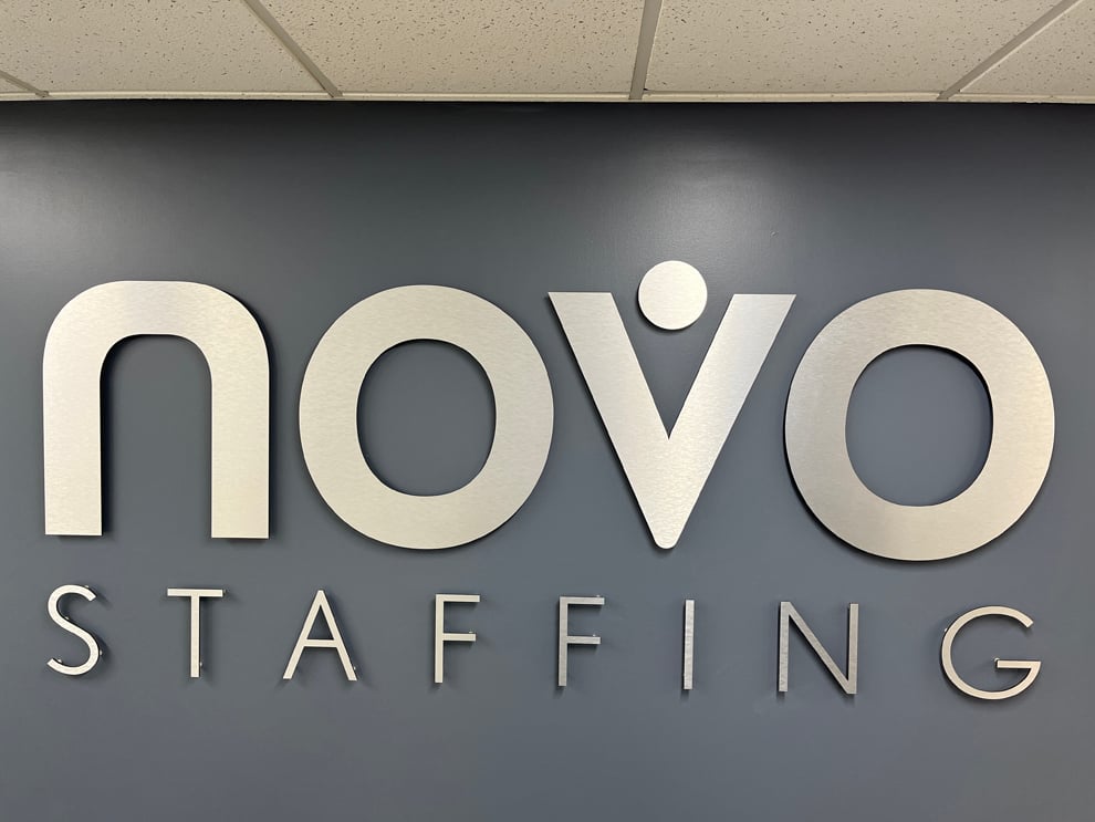 Dimensional Letters in Burlington, NC designed and installed for modern office reception areas