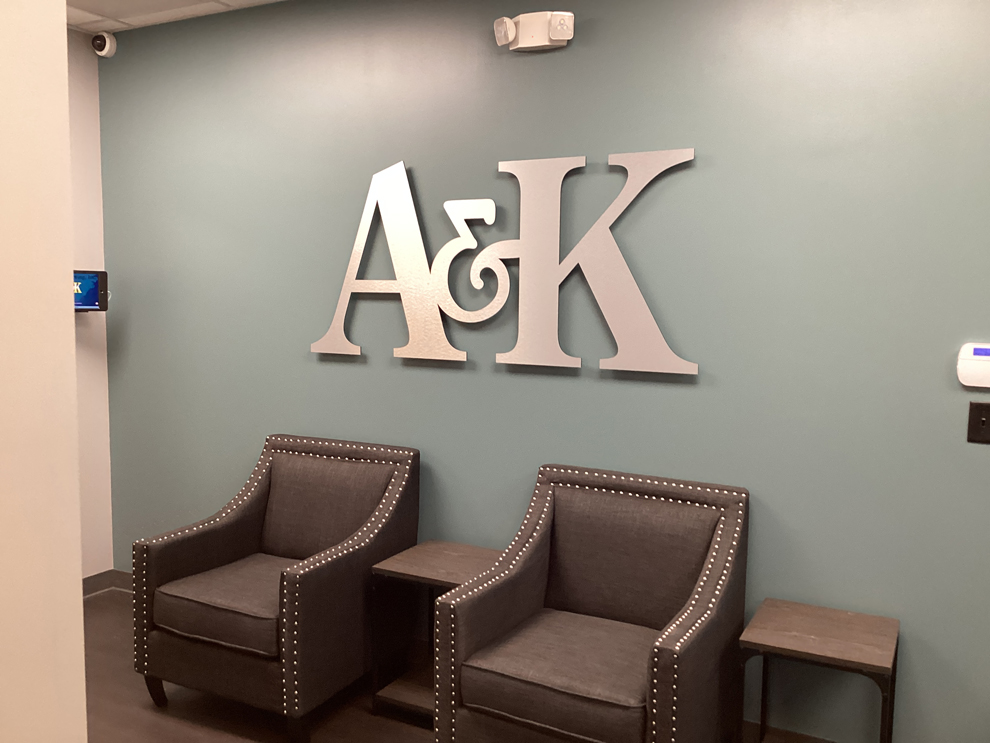 Dimensional Letters in Durham, NC designed and installed for company name wall displays
