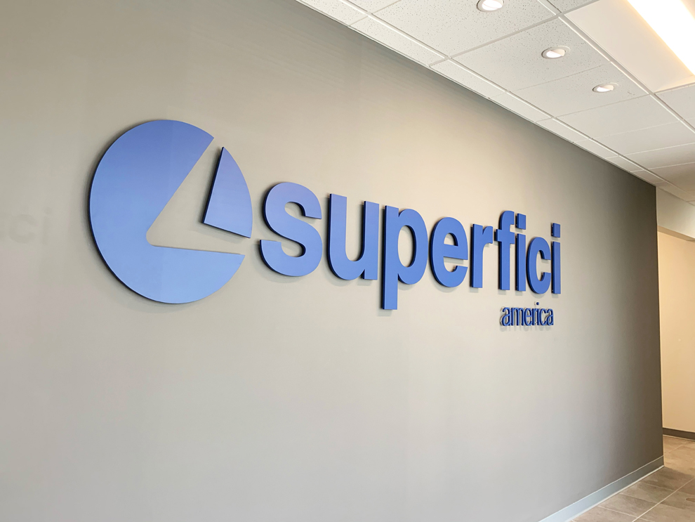 Dimensional Letters in Greenville, SC designed and installed for modern lobby and hallway signage