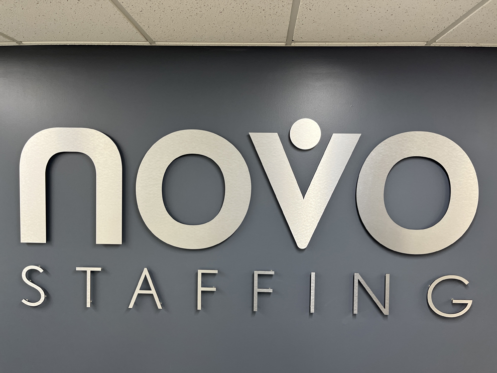 Dimensional Letters in Williamsburg, VA designed and installed for modern office reception areas