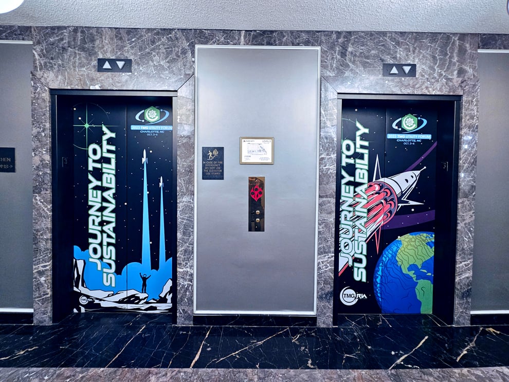 Elevator Wraps in Greenville, SC designed and installed for elevator doors and cab interiors