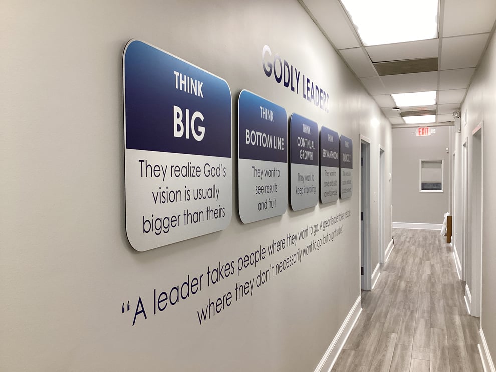 Workplace wall wraps and signage created through environmental graphic design in Columbia, SC