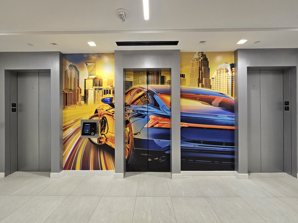 Environmental graphic design services for branded office interiors in High Point, NC