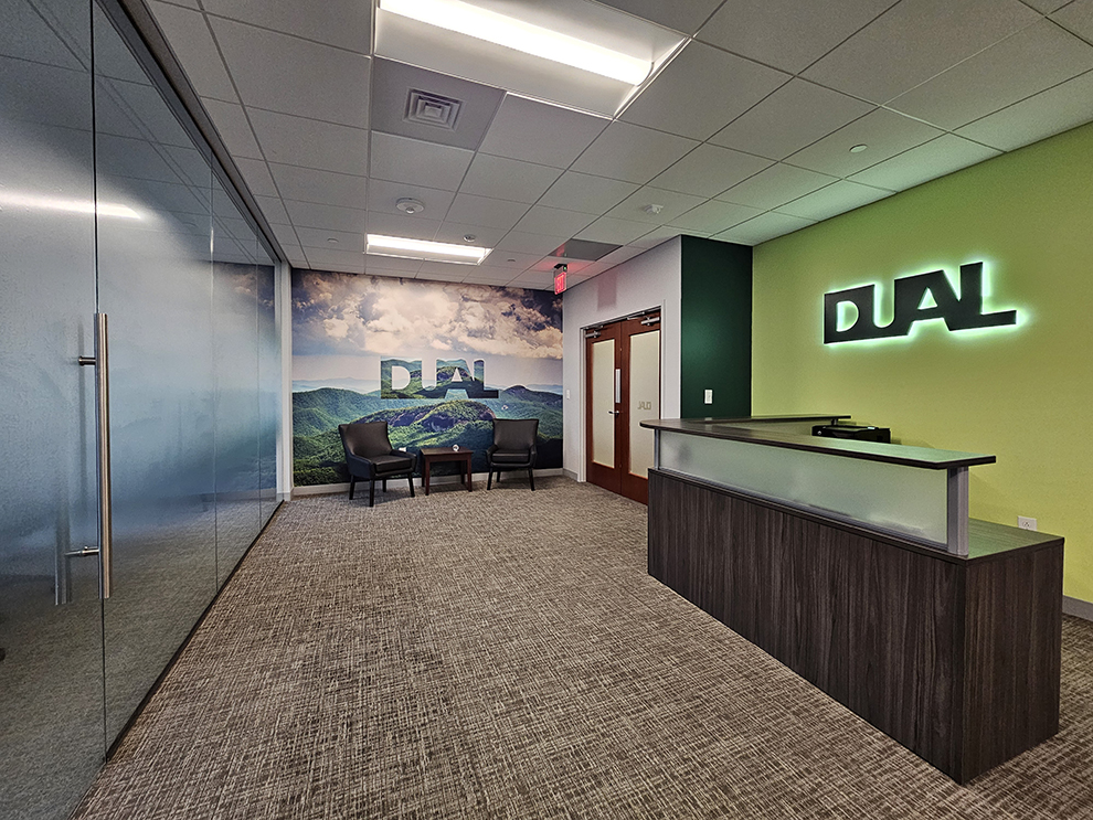 Experiential Graphics in Raleigh, NC designed and installed for workplace interior branding