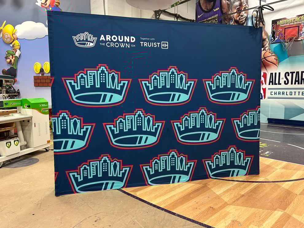Branded fabric backdrops with modular event displays in Norfolk, VA