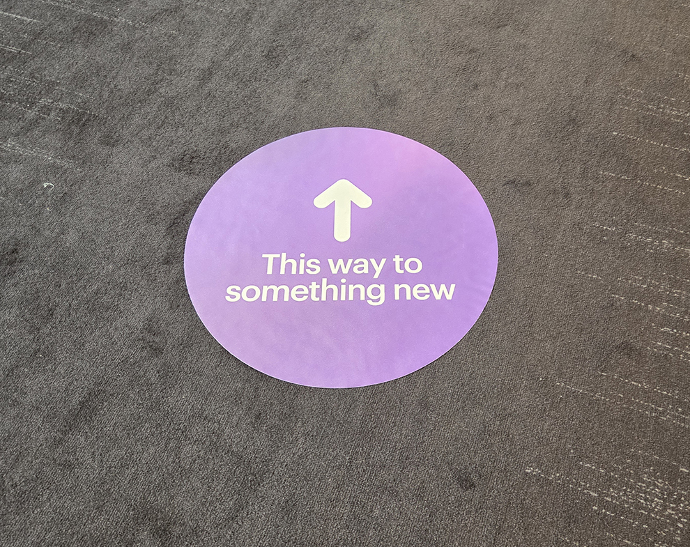 Floor Graphics in Cary, NC designed and installed for office branding and directional navigation