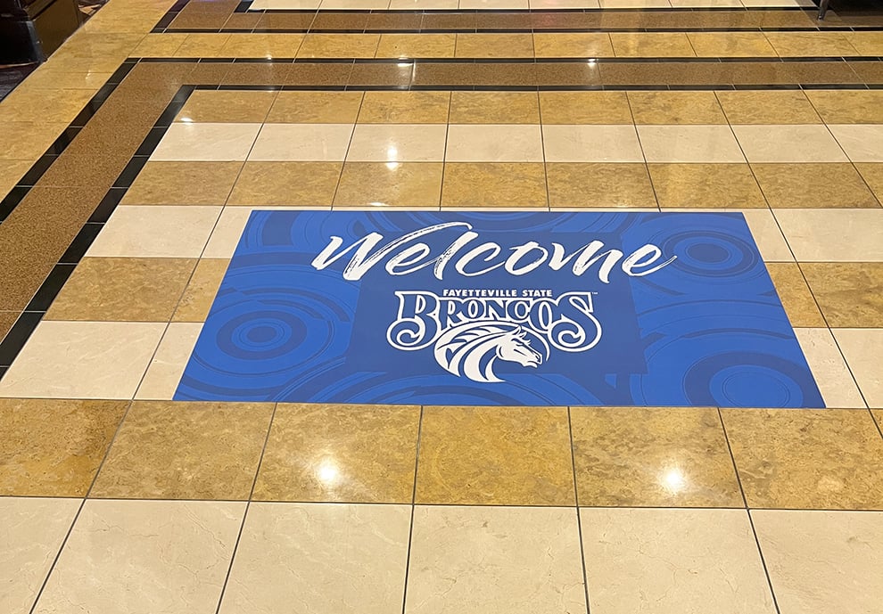Floor Graphics in Raleigh, NC designed and installed for business wayfinding and corporate branding