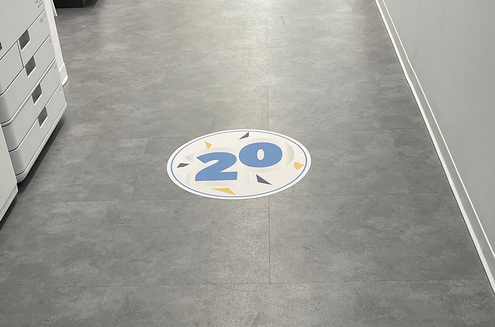 Floor Graphics in Raleigh, NC designed and installed for company events and branded interiors