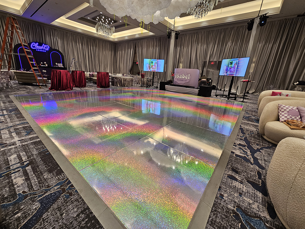 Floor Graphics in Virginia Beach, VA designed and installed with holographic decals for event visibility