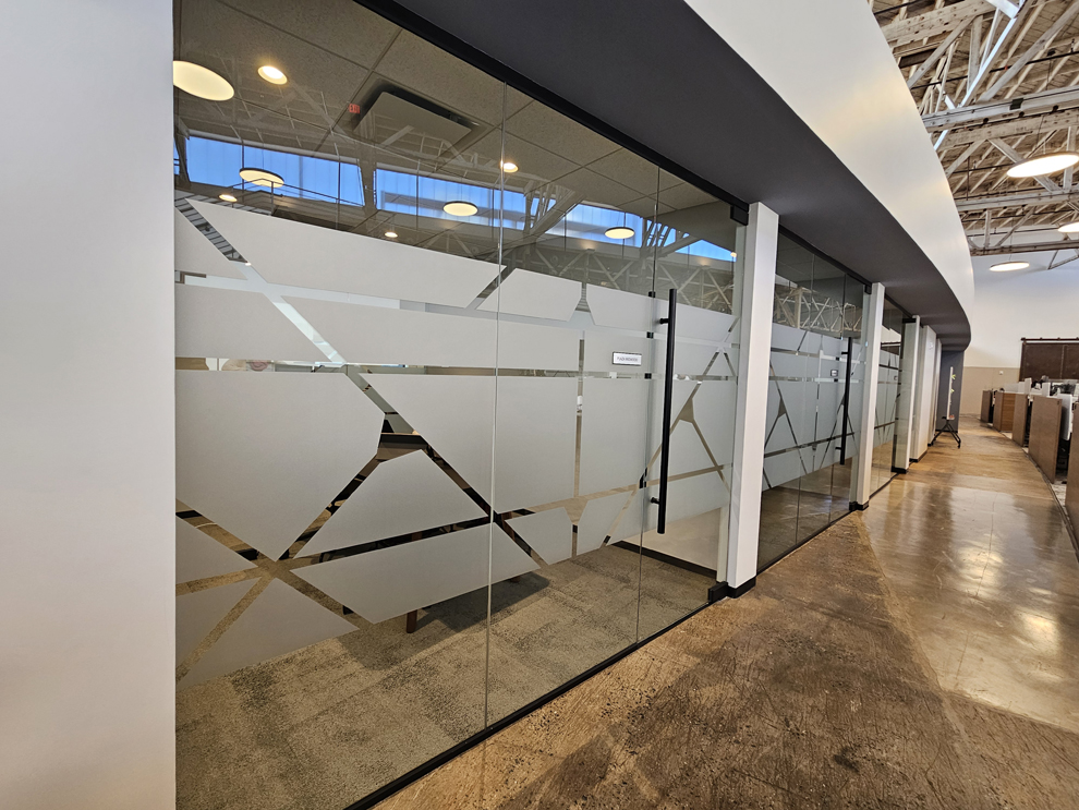 Frosted Vinyl in Newport News, VA designed and installed for window graphics and corporate branding