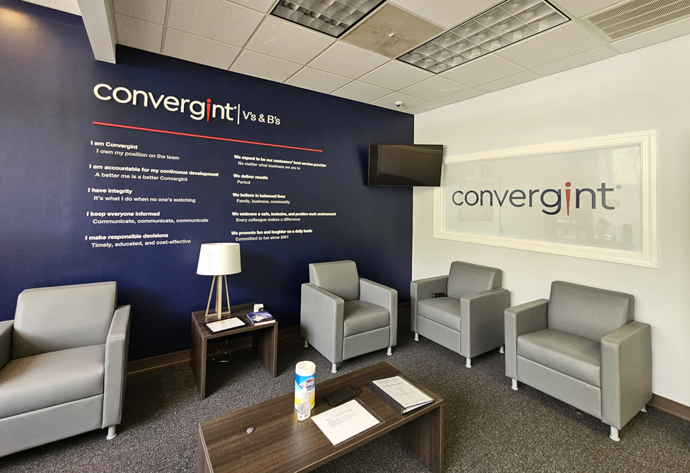 Corporate mission statement wall display with branded design Columbia, SC