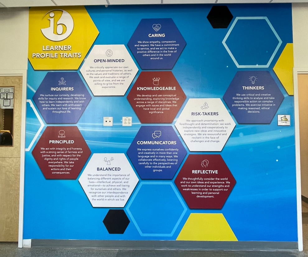 Workplace mission statement wall display featuring company vision Norfolk, VA