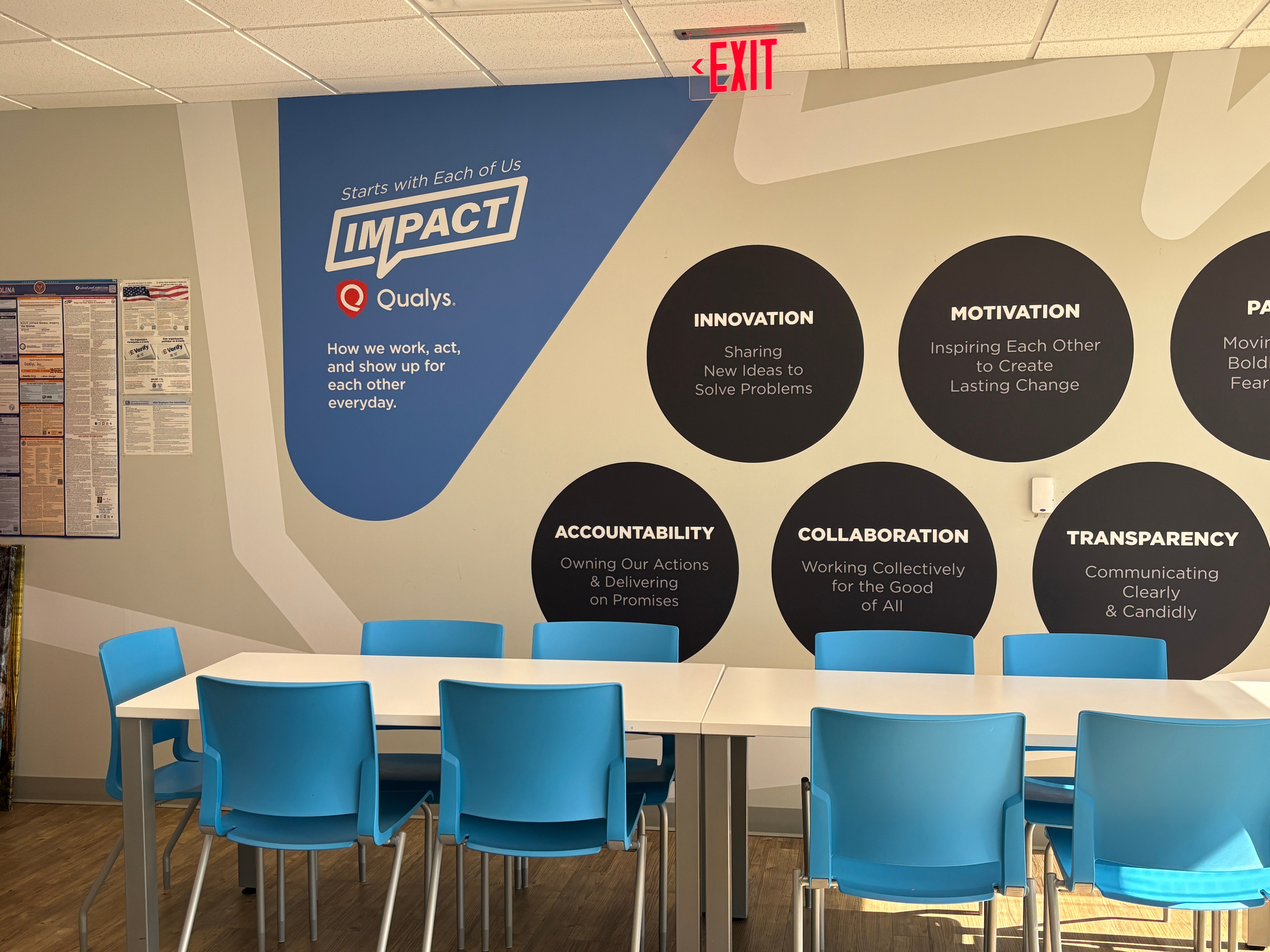 Mission statement wall display reinforcing purpose and values Raleigh, NC