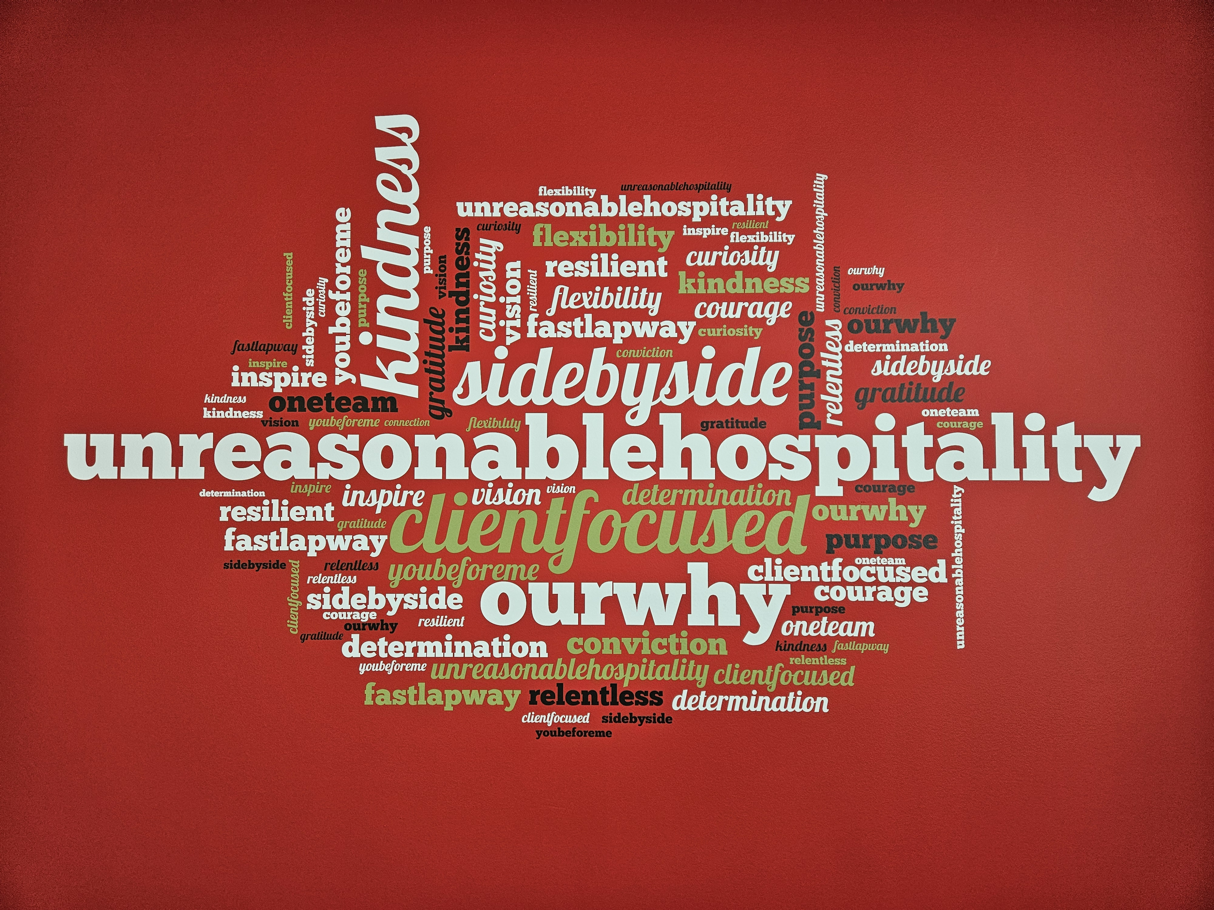 Custom workplace mission statement wall display for office Raleigh, NC