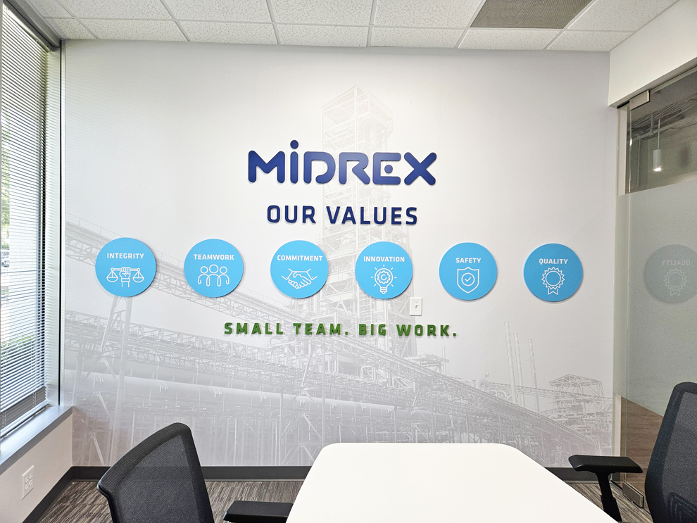 Mission statement wall display reinforcing purpose and values Richmond, VA