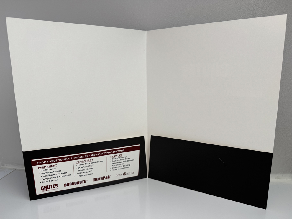 Presentation Folders in Raleigh, NC designed and printed with company logos and vibrant finishes