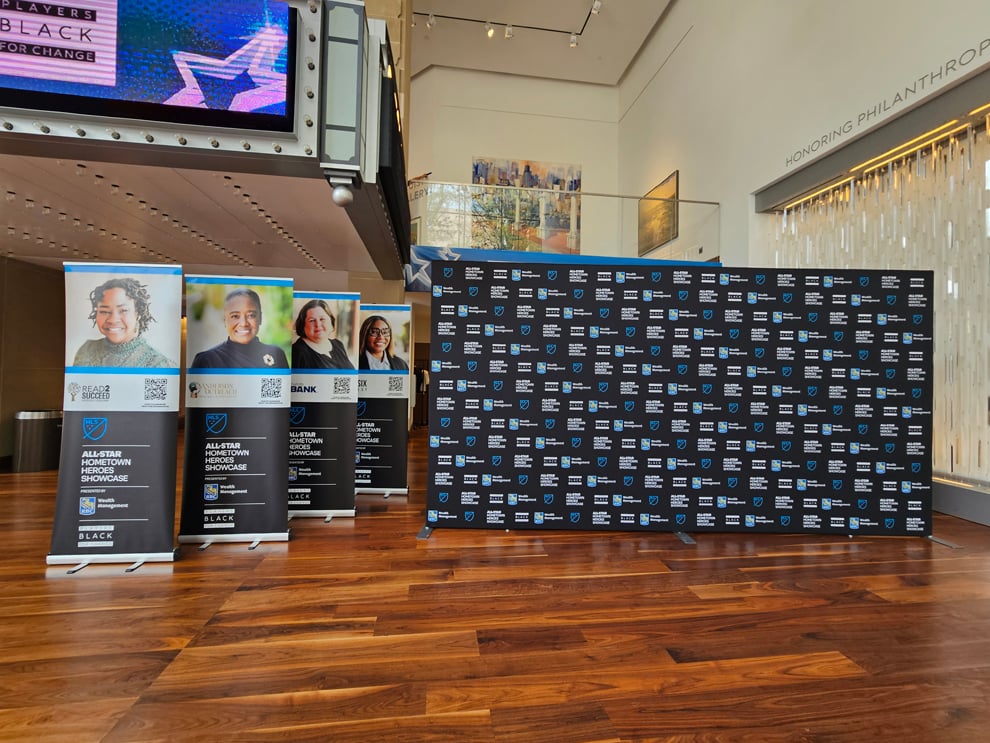 Custom retractable banner stand for event branding in Decatur, GA