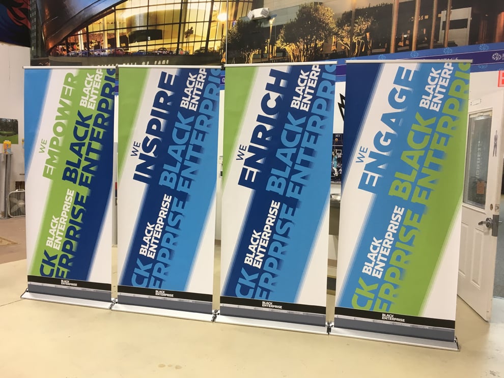 Pull up retractable banner stand with branded graphics Decatur, GA