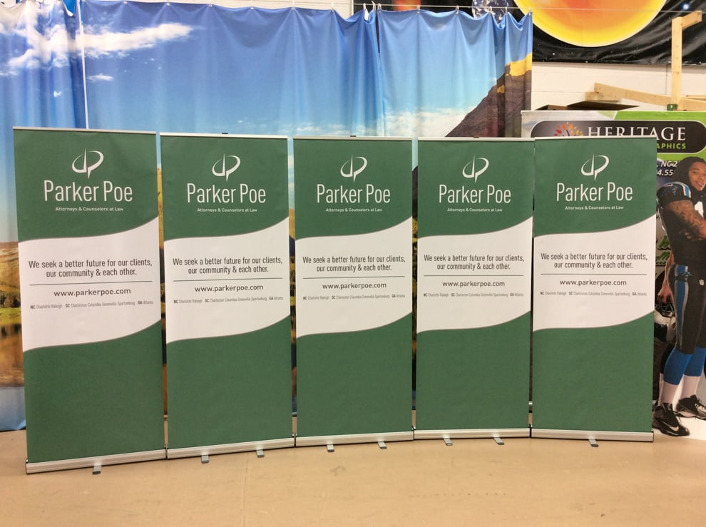 Branded retractable banner stand for trade show near Decatur, GA