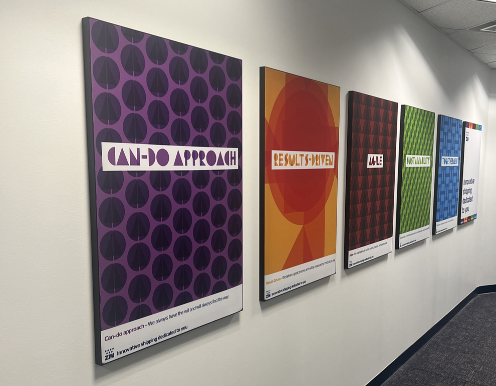 SEG fabric graphics and backlit frames for office branding in Raleigh, NC
