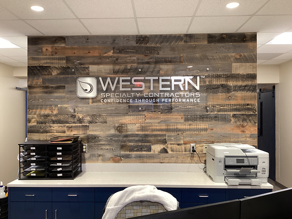 Standoff Mounted Signs in Burlington, NC designed and installed for corporate interior walls and branding displays
