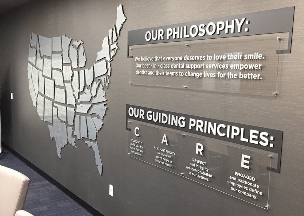 Standoff Mounted Signs in Decatur, GA designed and installed for professional offices and branded wall signage