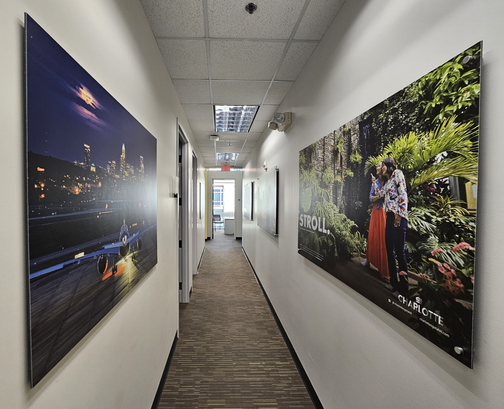 Standoff Mounted Signs in Durham, NC designed and installed for corporate interior walls and branding displays