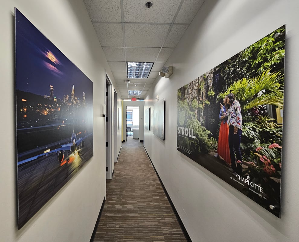Standoff Mounted Signs in Greenville, SC designed and installed for corporate interior walls and branding displays