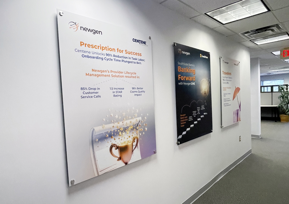 Standoff Mounted Signs in Virginia Beach, VA designed and installed for corporate lobby and reception areas