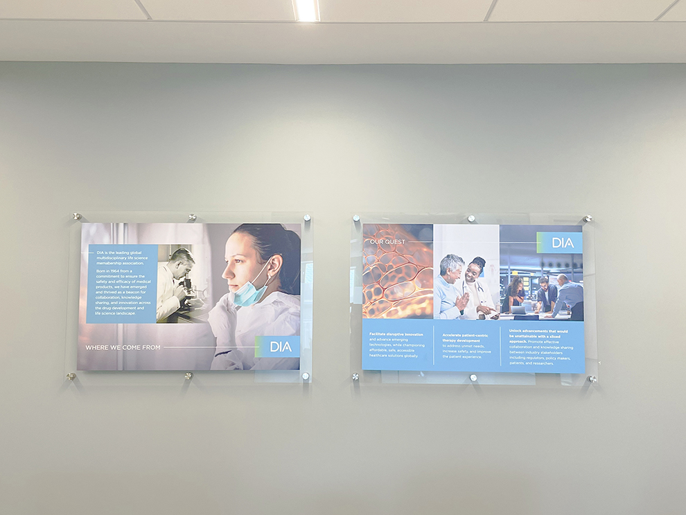 Standoff Mounted Signs in Winston-Salem, NC designed and installed for Plexiglass wall branding in workplaces