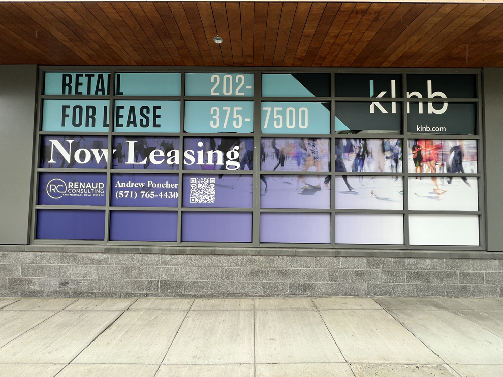 Glass storefront graphics with custom vinyl branding Cary, NC