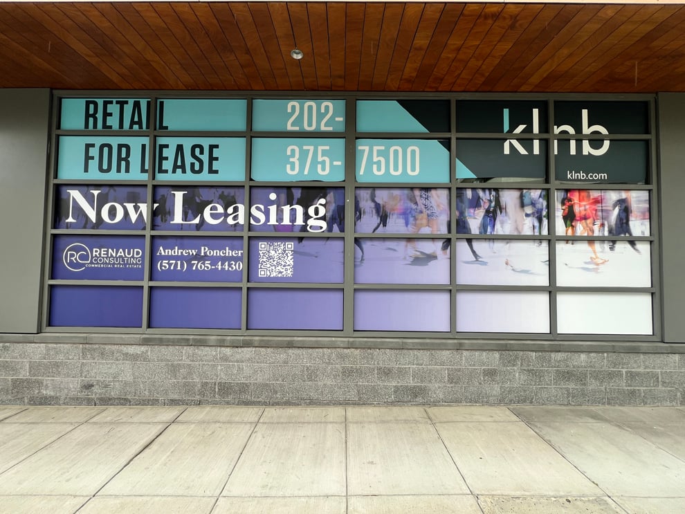 Glass storefront graphics with custom vinyl branding Columbia, SC