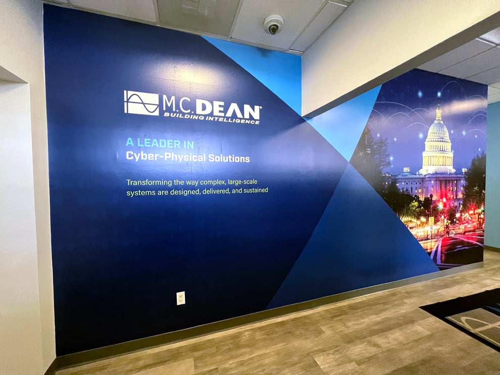 Branded wall graphics installed for workplace interiors Chesapeake, VA