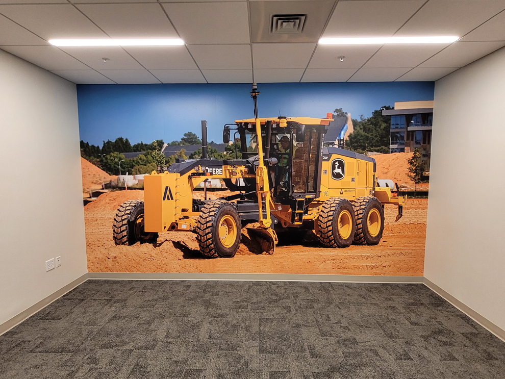 Workplace wall mural with custom branding graphics Virginia Beach, VA office