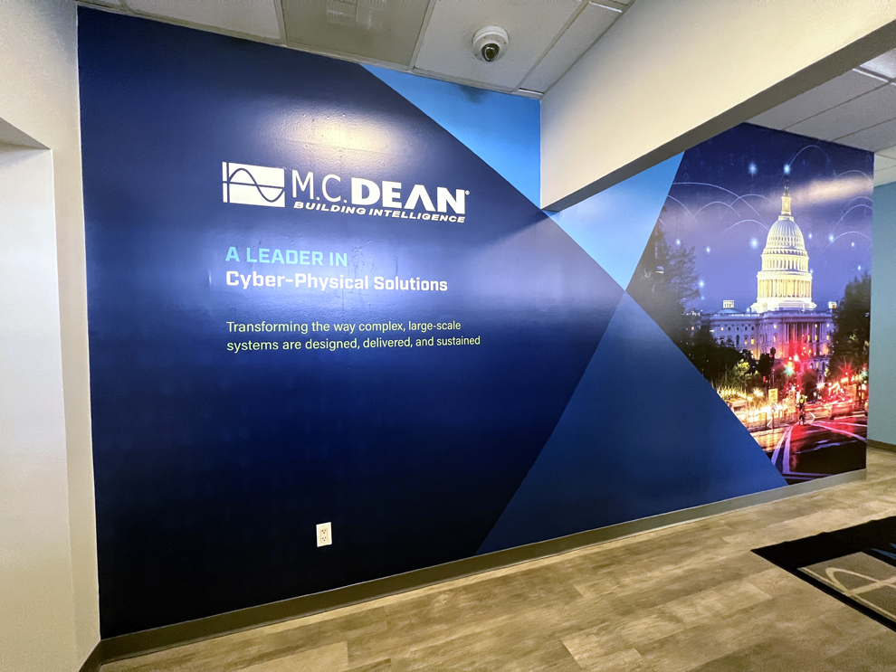 Branded wall graphics installed for workplace interiors Virginia Beach, VA