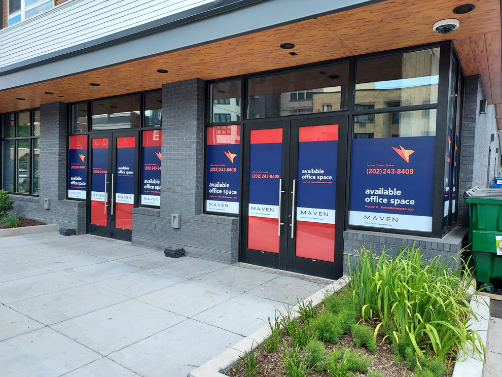 Frosted window graphics installed in Burlington, NC workplace