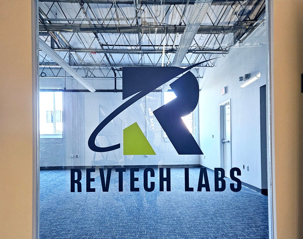 Custom frosted vinyl window graphics for office privacy in Durham, NC