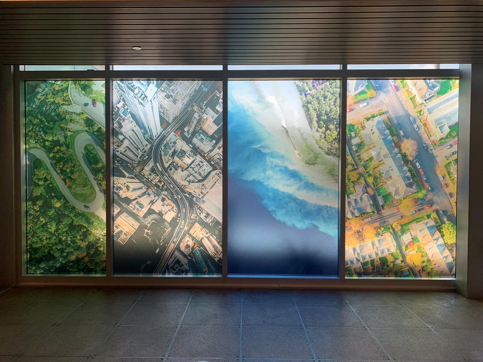 Custom office window decals for workplace branding near Durham, NC