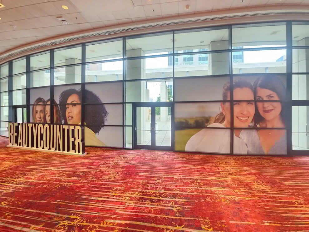 Custom vinyl window decals for corporate branding in Durham, NC