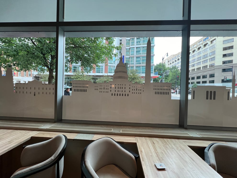 Office conference room frosted glass window graphics in Durham, NC