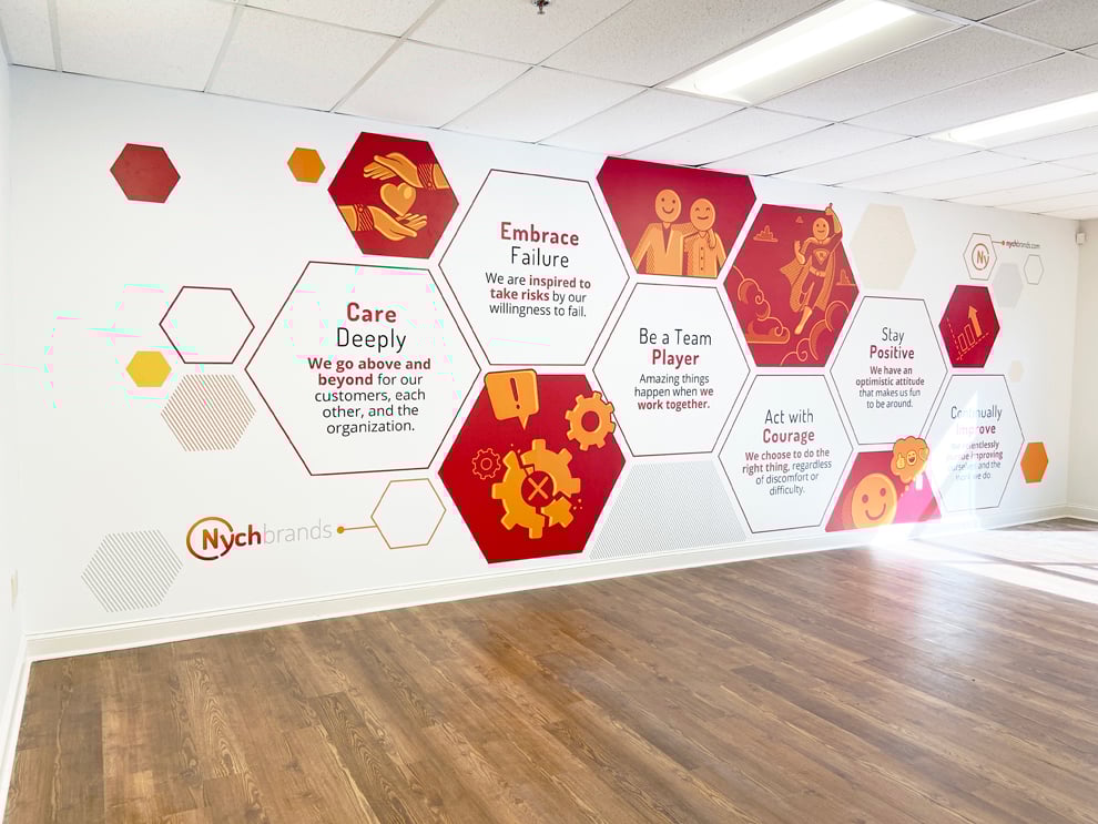 Sign Company in Richmond, VA designed and installed branded wall graphics and interior displays