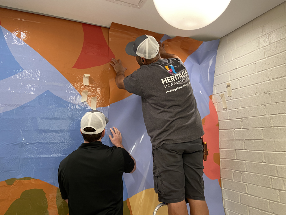 Wall graphics and sign installation for office environments in Cary, NC