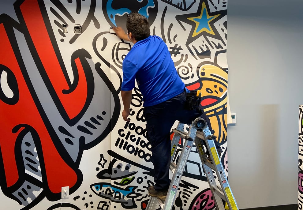 Window graphics and branded sign installation in Spartanburg, SC