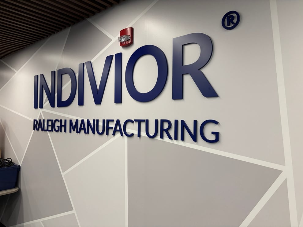 Interior branding installed for Indivior in Raleigh
